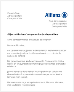 resilier une protection juridique allianz