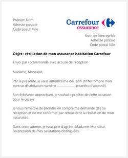 la lettre pour resilier une mutuelle carrefour