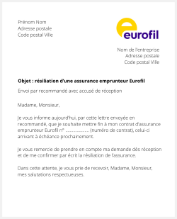 resilier une assurance emprunteur eurofil