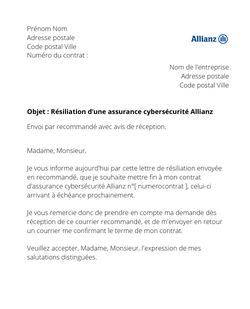 la lettre pour resilier une assurance cyber risks allianz