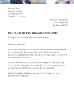 la lettre pour resilier une assurance professionnelle