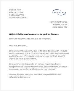 La résiliation d'un abonnement de parking