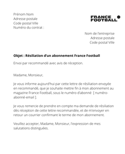 La résiliation d'un abonnement France Football