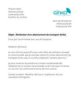 La résiliation d'un titre de transport Ginko