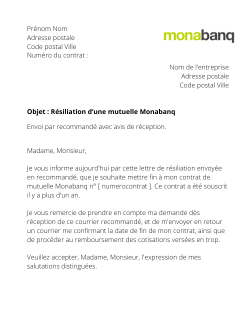 La résiliation d'une assurance santé Monabanq