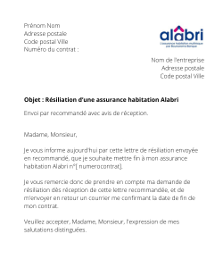 La résiliation d'une assurance habitation Alabri