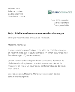 La résiliation d'un contrat auto Eurodommages