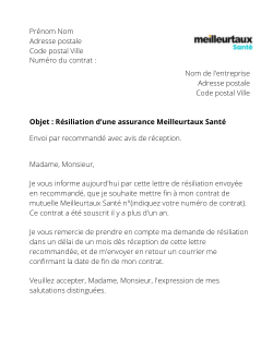 Résiliation d'une assurance santé Meilleurtaux Santé