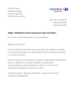 La résiliation d'un contrat auto Carrefour