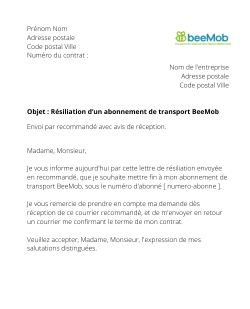 La résiliation d'un titre de transport BeeMob