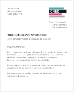 Lettre pour arrêter son cours du Cned