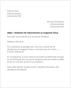 Se désabonner du magazine Vieux