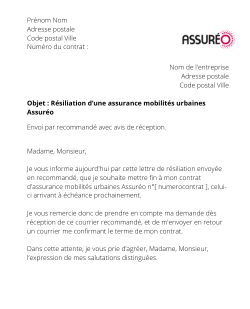 la lettre pour resilier une assurance mobilites urbaines assureo