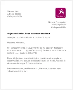 lettre resiliation youassur