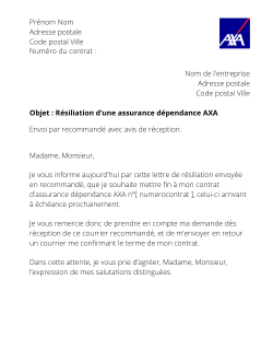 la lettre pour resilier une assurance dependance axa