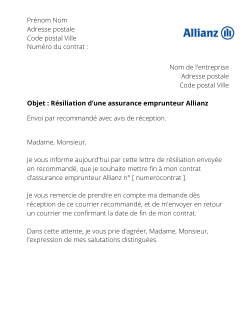 la lettre pour resilier une assurance emprunteur allianz