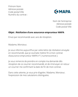 la lettre pour resilier une assurance emprunteur mapa