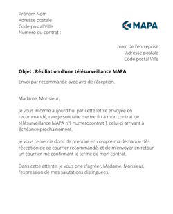 la lettre pour resilier une telesurveillance mapa