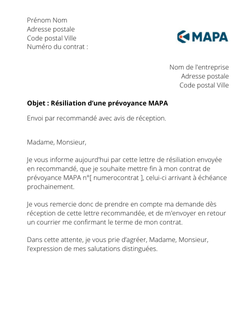 la lettre pour resilier une prevoyance mapa