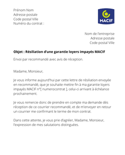 la lettre pour resilier une gli macif