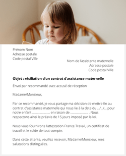 la lettre pour resilier un contrat dassistante maternelle