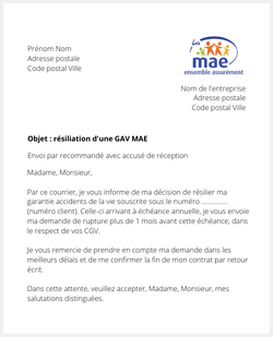 resilier une gav mae